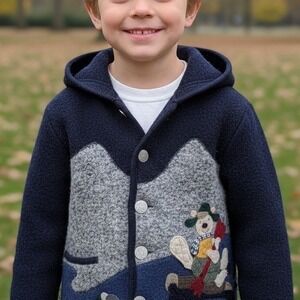 Giesswein Kids Wool Bear Kayaking Hooded Jacket Blue Size 06 Austria